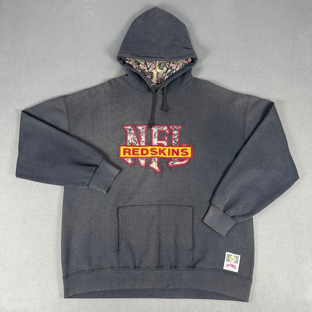 Washington Redskins Nutmeg Mills Hoodie Mens XL Grey Faded Embroidered Logo USA